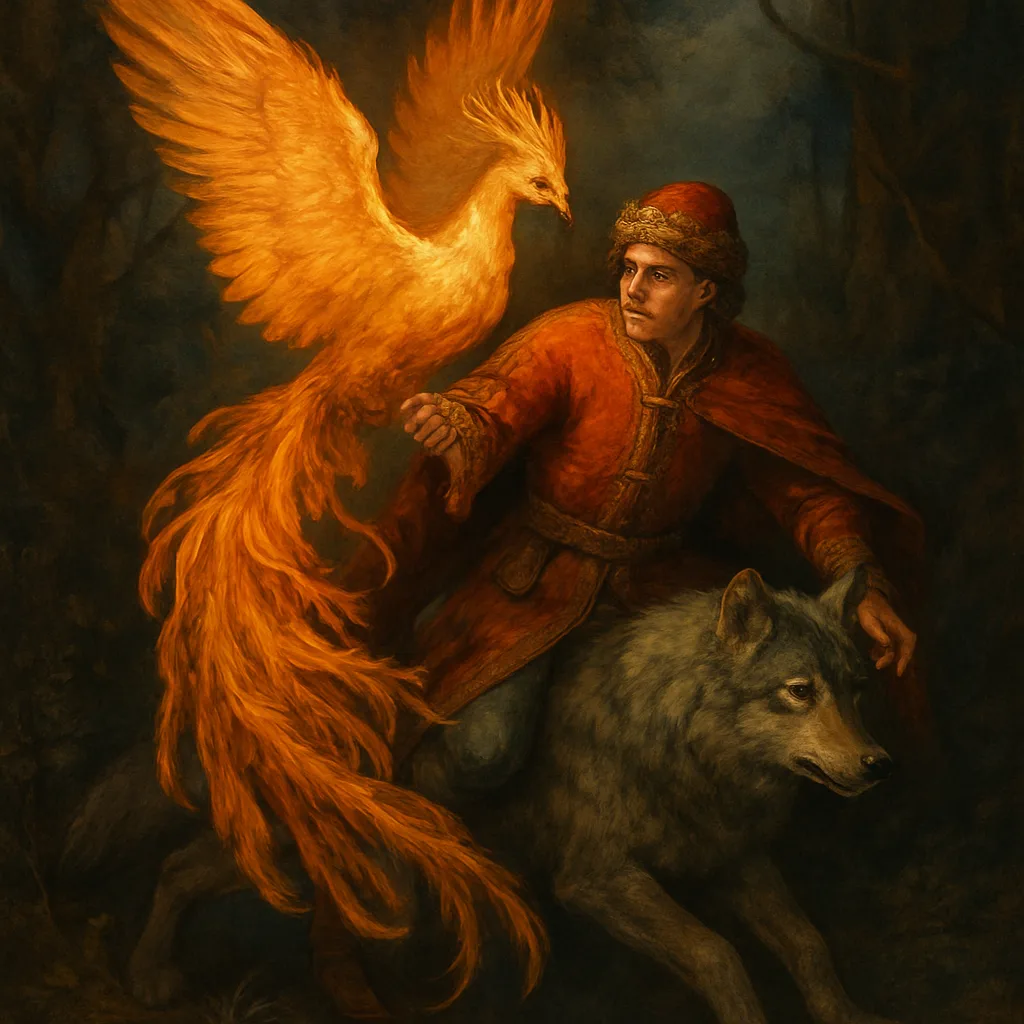 Tsarevitch Ivan, the Firebird and the Gray Wolf